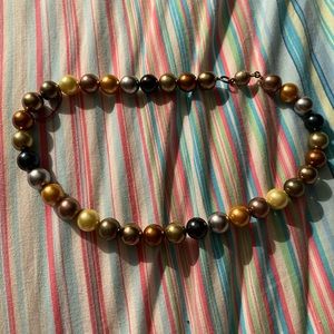 Tri-color beaded choker sterling necklace